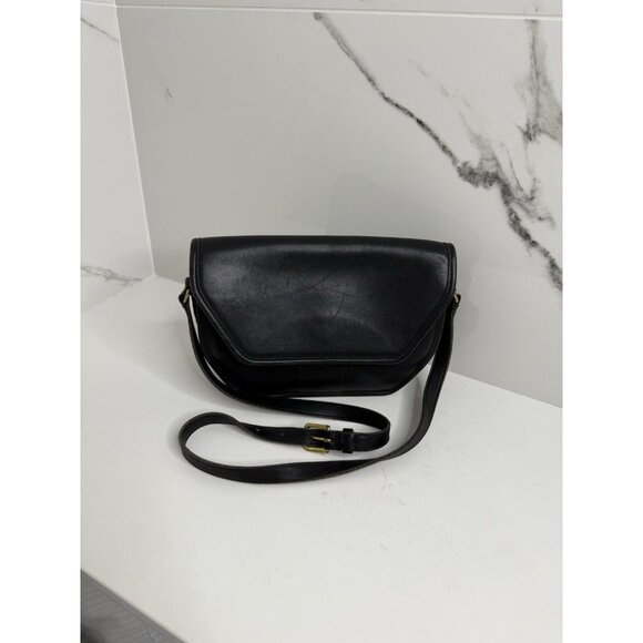 Coach Handbags - Vintage COACH #9947 "Vista" Black Leather Crossbody Bag Purse Saddle 90’s